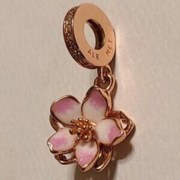 Rose Gold Flower Charm Pendant - Picture 2 of 3